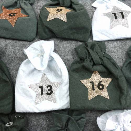 Floristik24 Karácsonyfa adventi naptár filctáskával szürke, fehér 120 × 80 cm