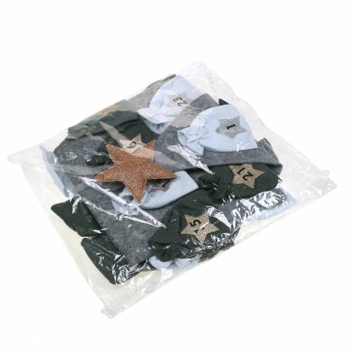 Floristik24 Karácsonyfa adventi naptár filctáskával szürke, fehér 120 × 80 cm