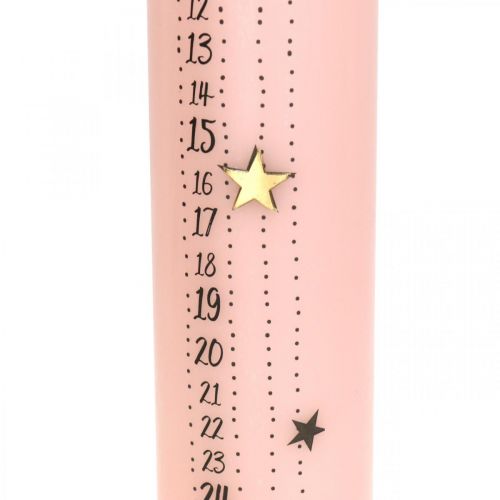 tételeket Adventi naptár gyertya rózsaszín oszlopos gyertya advent 250/50mm