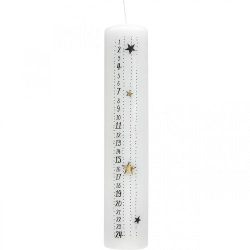 Adventi kalendárium Gyertya Fehér Oszlopos Gyertya Karácsony 250/50mm