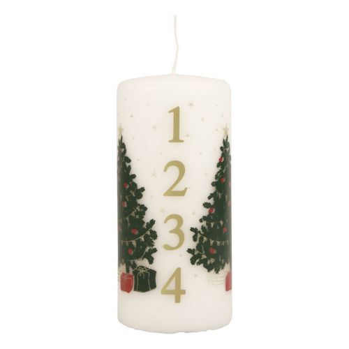 Floristik24 Adventi naptár gyertya Karácsonyi gyertya fehér 150/65mm