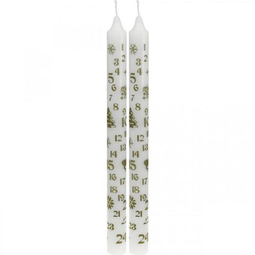Adventi naptár gyertya fehér gyertyák karácsonyi H25cm 2db