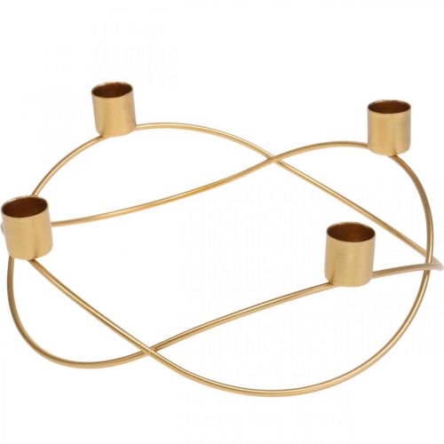 Floristik24 Gyertyatartó arany Adventi koszorú fém Kúpos gyertyákhoz Ø24cm