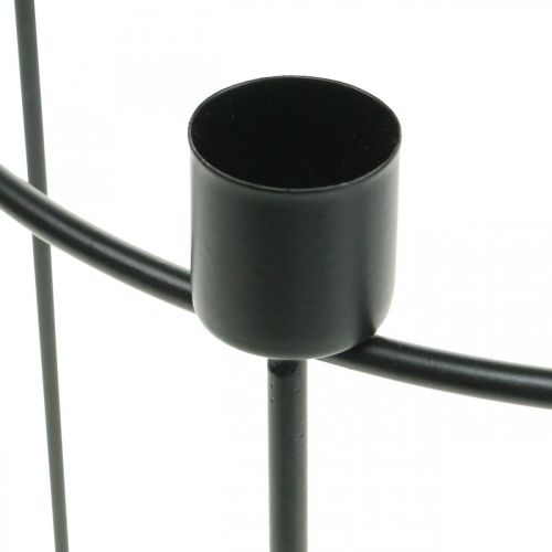 Floristik24 Gyertyatartó 4 kúpos gyertyához fekete fém Ø25cm H23cm