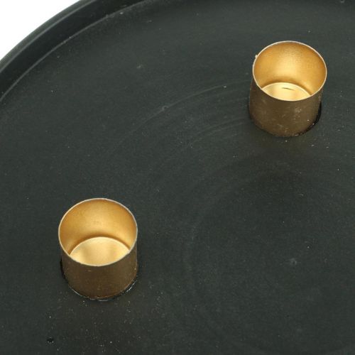 Floristik24 Fém gyertyalap Adventi koszorú fekete, arany Ø24cm