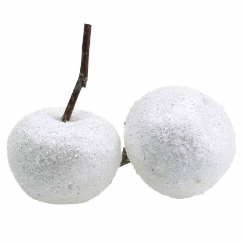 Floristik24 Dekoratív alma fehér csillámmal 5,5-6,5cm 12db