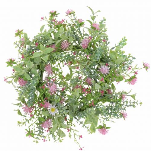 Floristik24 Réti koszorú lóherével rózsaszín, zöld Ø30cm