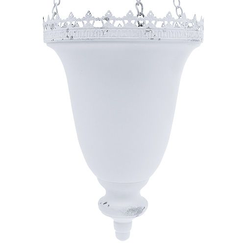 Floristik24 Fém függőkosár fehér Ø21cm H30cm