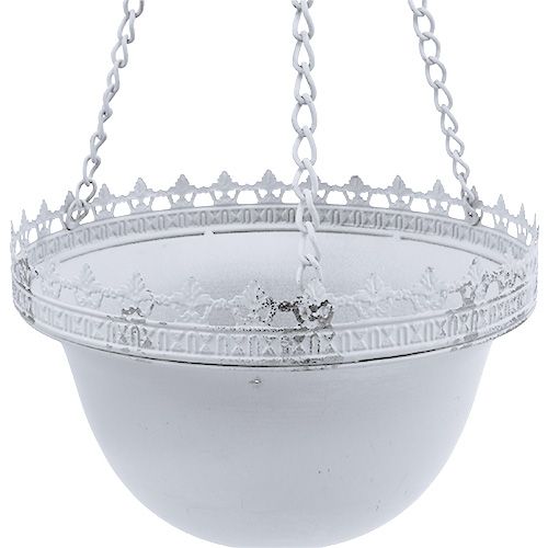 Floristik24 Függesztett akasztókosár fehér Ø23cm H21cm