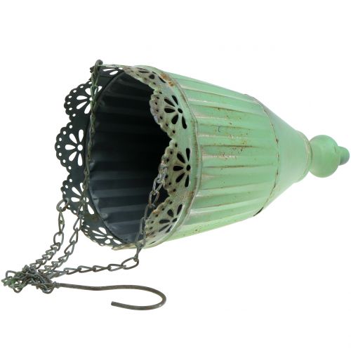 Floristik24 Függesztett kosár antik zöld Ø19/15cm 2db