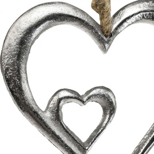 Medál dekoratív szív fém ezüst natúr 10,5x11x0,5cm