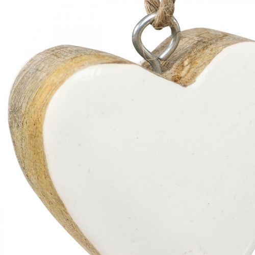 Függesztett fa szívek dekoratív szívek fehér Ø5-5,5cm 12db