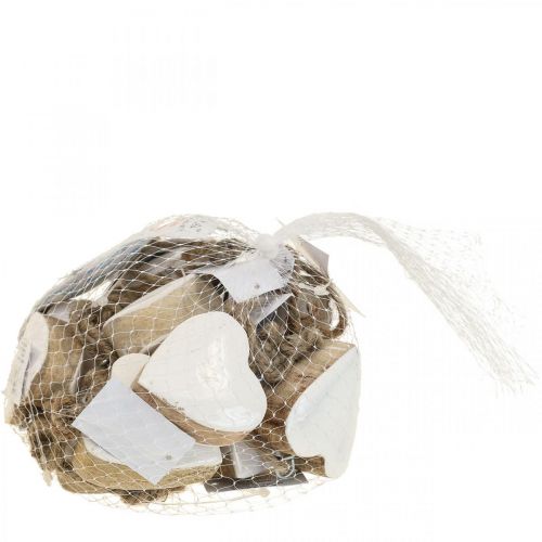 Floristik24 Függesztett fa szívek dekoratív szívek fehér Ø5-5,5cm 12db