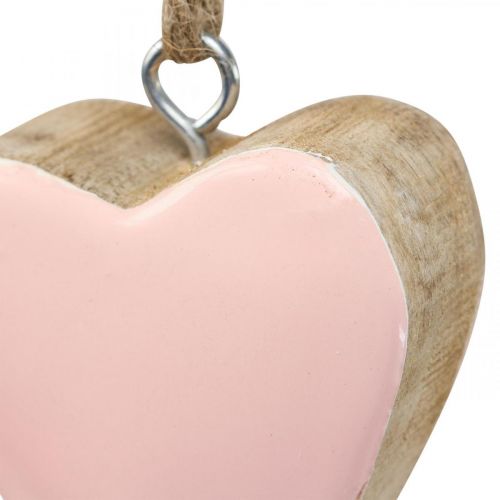 tételeket Függesztett fa szívek dekoratív szívek rózsaszín Ø5-5,5cm 12db