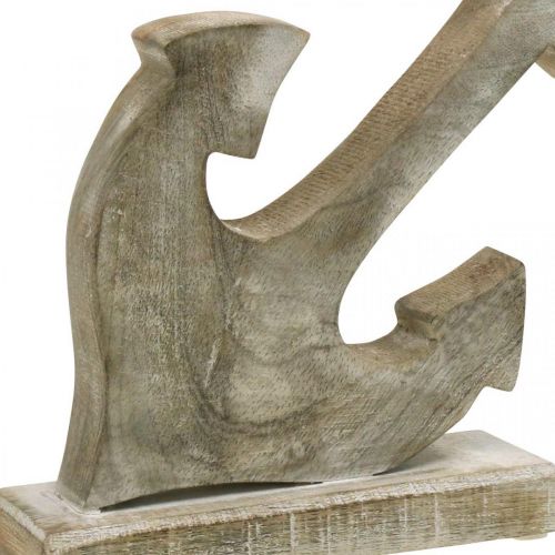 tételeket Fából készült horgony, dekoratív horgony, shabby chic, fehér, natúr, 22 cm