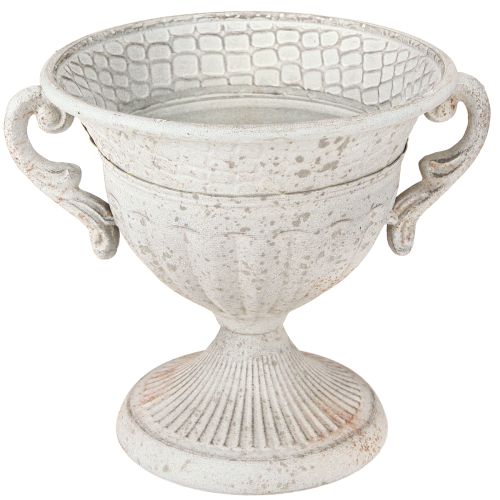 Floristik24 Antik trófea fogantyúkkal fém díszítéssel vintage szürke fehér H18cm