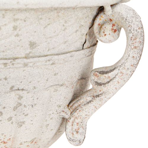 Floristik24 Antik trófea fogantyúkkal fém díszítéssel vintage szürke fehér H18cm