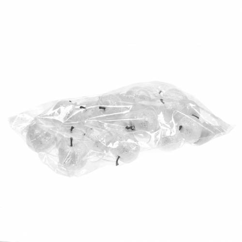 Floristik24 Deco mini alma csillogó fehér karácsonyfadíszek Ø3,5cm 24 db