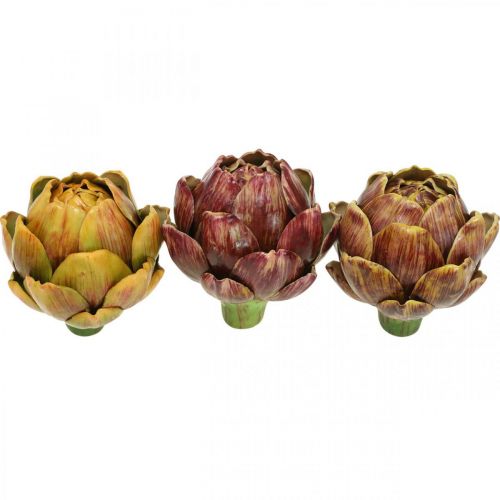 Floristik24 Articsóka Mesterséges Zöldség Deco Színes Vegyes H10,5cm 3db