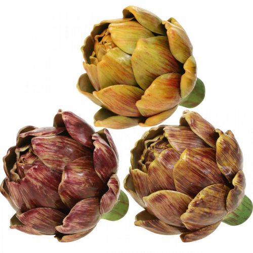 Floristik24 Articsóka Mesterséges Zöldség Deco Színes Vegyes H10,5cm 3db