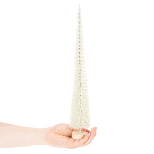 Dekoratív karácsonyfa fa talppal téli dekorációhoz, 40 cm, 3 darab | Floristik24.hu