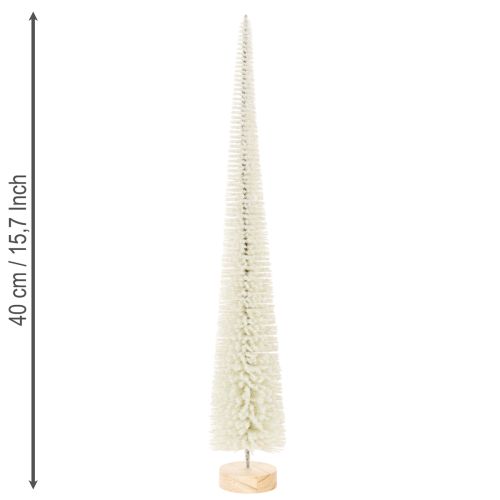 Dekoratív karácsonyfa fa talppal téli dekorációhoz, 40 cm, 3 darab | Floristik24.hu