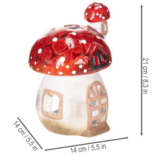 Dekoratív gomba alakú házikó mécseshez, kézzel festett, tornyocskával, 21cm | Floristik24.hu