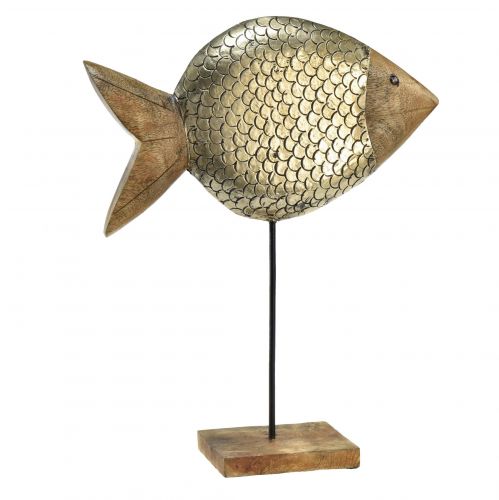 Fa fém dekoratív hal tengeri sárgaréz 33x11,5x37cm