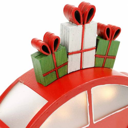 Floristik24 Karácsonyi autó LED piros fém 25cm H14,5cm akkumulátorral.