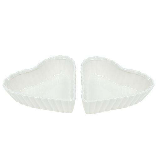 Floristik24 Tepsi szív fehér 16cm 2db