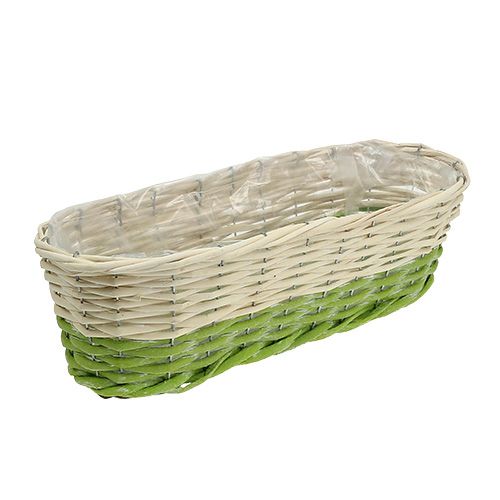 Floristik24 Balkondoboz ovális 48x18cm H14cm krémszínű, zöld