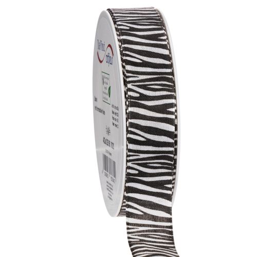 Ajándék szalag zebra mintával, 25 mm széles, 20 m hosszú vétel | Floristik24.hu