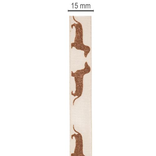 Ajándék szalag tacskó motívummal barkácsoláshoz és kézműveskedéshez, 15mm x 18m | Floristik24.hu