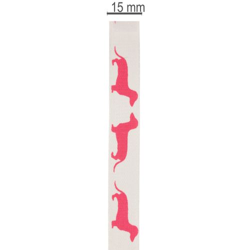 Dekoratív szalag tacskó motívummal, ajándék szalag, 15 mm széles, 18 m hosszú | Floristik24.hu