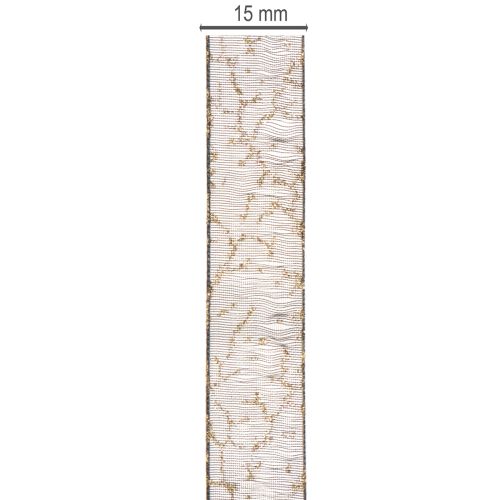 Dekoratív szalag, átlátszó organza szalag asztaldíszítéshez, 15 mm széles, 20 m hosszú | Floristik24.hu