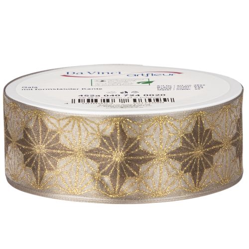 Dekoratív szalag csillagokkal, ajándék szalag mérettartó széllel, 40 mm széles, 20 m hosszú | Floristik24.hu