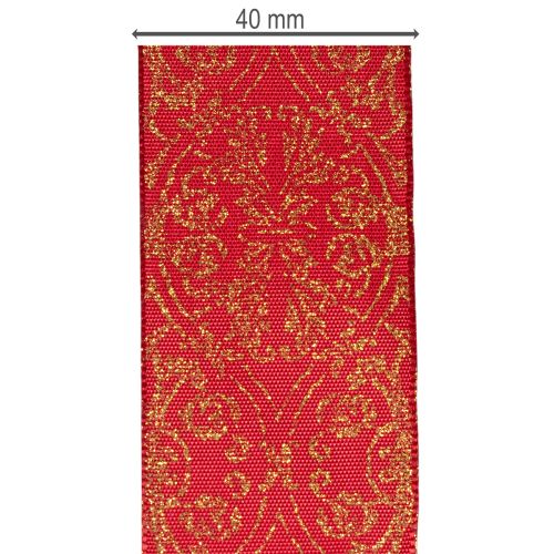 Ajándékszalag ünnepi mintával, kézműveskedéshez és díszítéshez, 40mm x 15m | Floristik24.hu