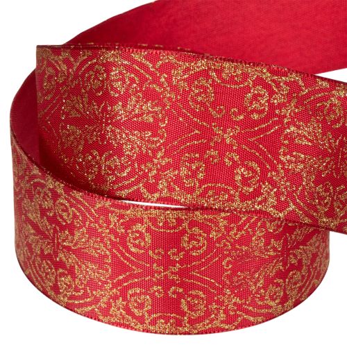 Ajándékszalag ünnepi mintával, kézműveskedéshez és díszítéshez, 40mm x 15m | Floristik24.hu