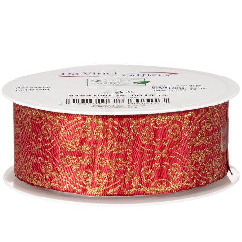 Ajándékszalag ünnepi mintával, kézműveskedéshez és díszítéshez, 40mm x 15m | Floristik24.hu