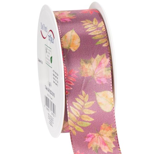 Dekoratív szalag őszi levél motívummal, 40 mm széles, 15 m hosszú vétel | Floristik24.hu