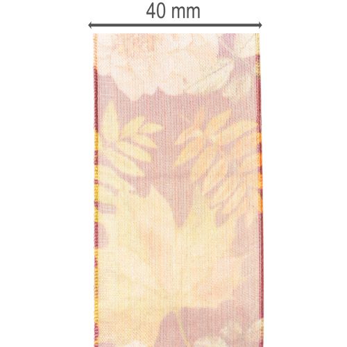 Ajándékszalag őszi színekben, organza szalag virágmintával, 40mm, 15m | Floristik24.hu