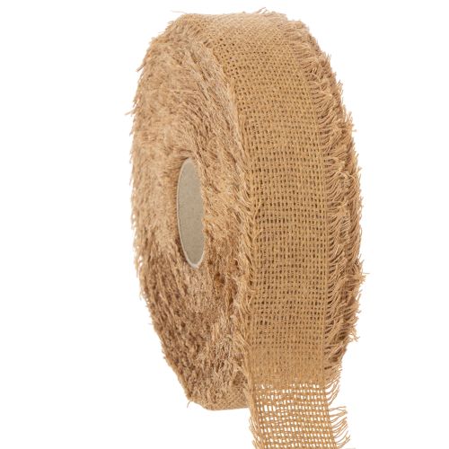 Dekoratív pamut szalag, rusztikus stílusú, rojtos, 40 mm, 30 m vétel | Floristik24.hu