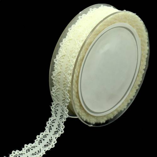 Floristik24 Csipke szalag krém 26mm 20m
