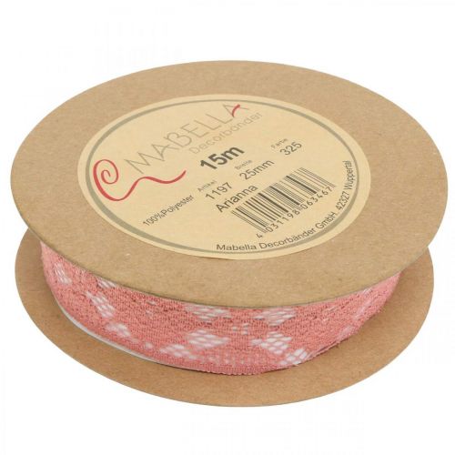 tételeket Csipke szalag régi rózsaszín, dekoratív szalag, vintage dekoráció, dekoratív szalag, esküvői dekoráció W25mm L15m