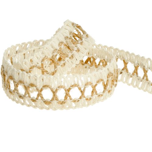 tételeket Juta szalag dekoratív szalag hurkákkal krém natúr 25mm 10m