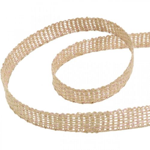 Floristik24 Deco szalag juta rózsaszín, natúr 12 mm-es juta szalag 10 m díszítésére