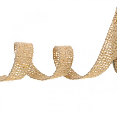 tételeket Díszítő szalag juta sárga, natúr 25mm Rusztikus dekoratív juta szalag 10m