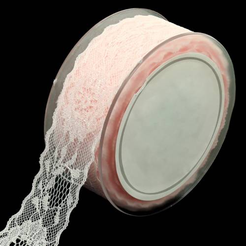 Floristik24 Virágos csipke szalag hullámos szélű rózsaszín 40mm 20m