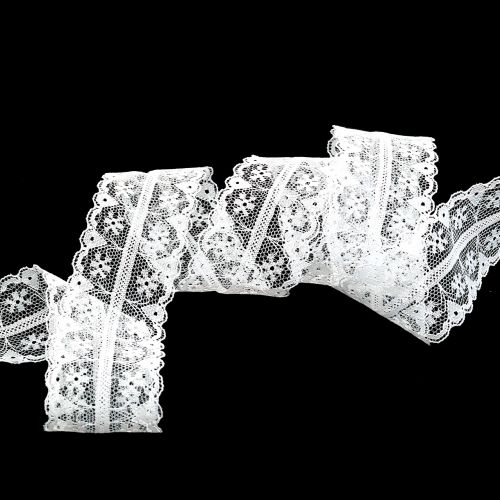 Floristik24 Csipke szalag vintage fehér 40mm 20m