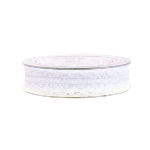 Floristik24 Hullámos szélű csipke szalag fehér 20mm 20m